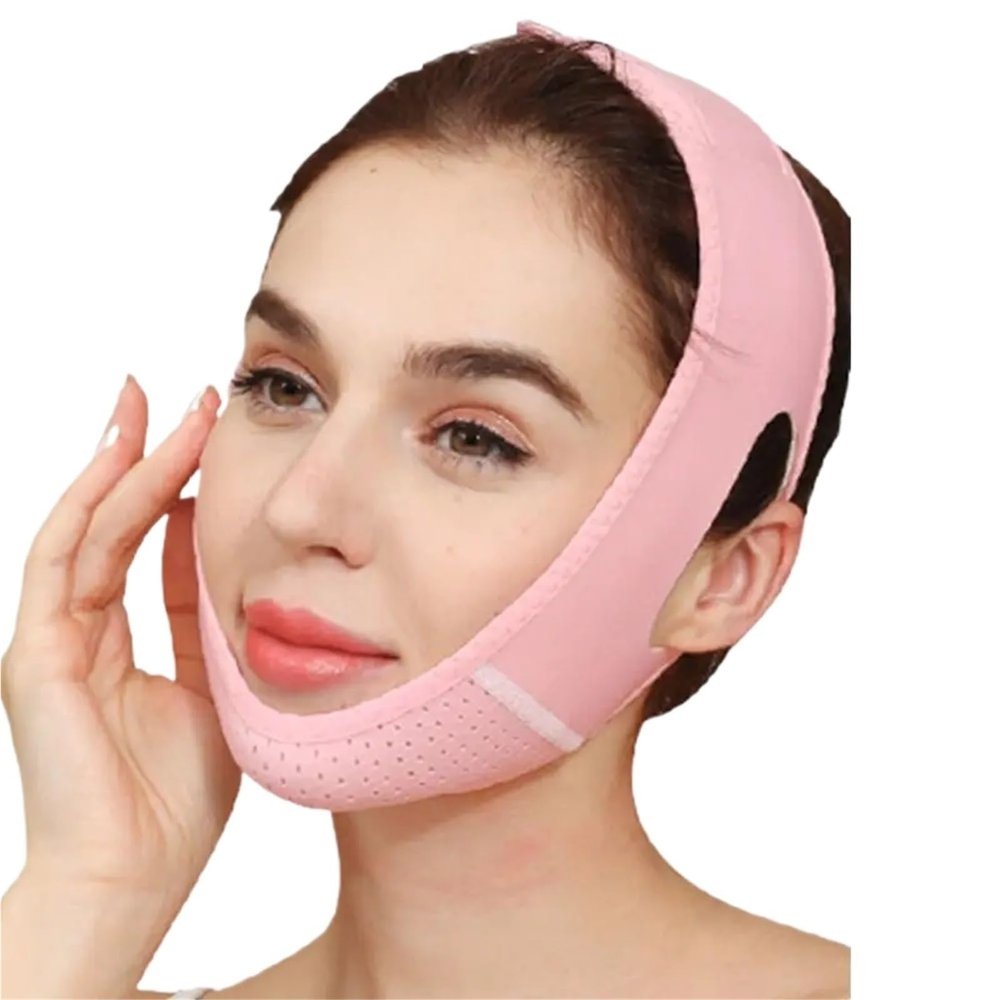 Adjustable Face Slimming Strap Jawline Shaper Chin V Line Lifting Mask for Sleeping for Facial Lifting(Pink)