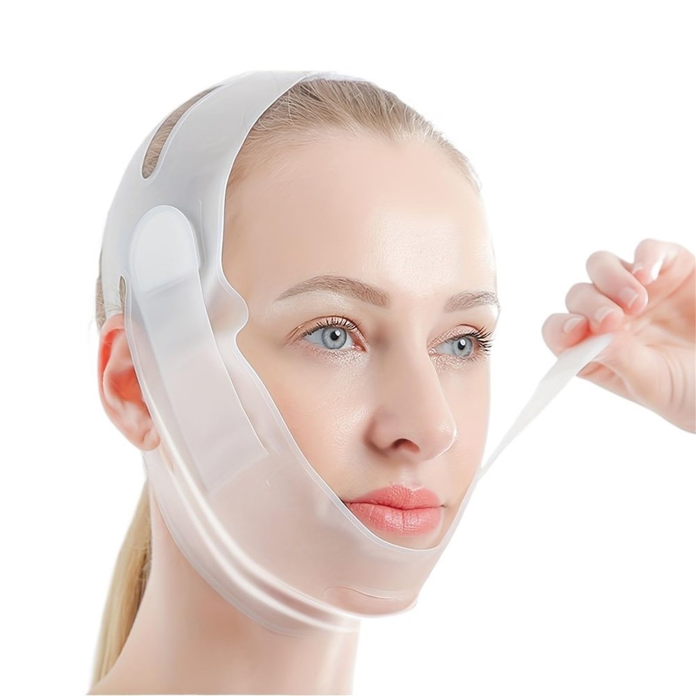1pc Silicone V Face Bandage Mask Lifting Strap Beauty Belt Suitable for Women Slimming Double Chin for Facial Lifting