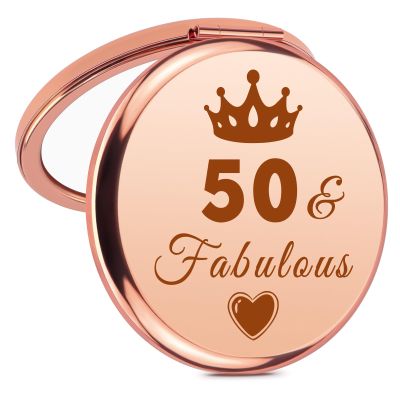 50th Birthday Gifts for Women Her Makeup Mirror Funny Birthday Gifts for 50 Year Old Woman Turning 50 Year Old Gift Pocket Mirrors 50th Bday Decorations for Women Mom Sister Friend Wife