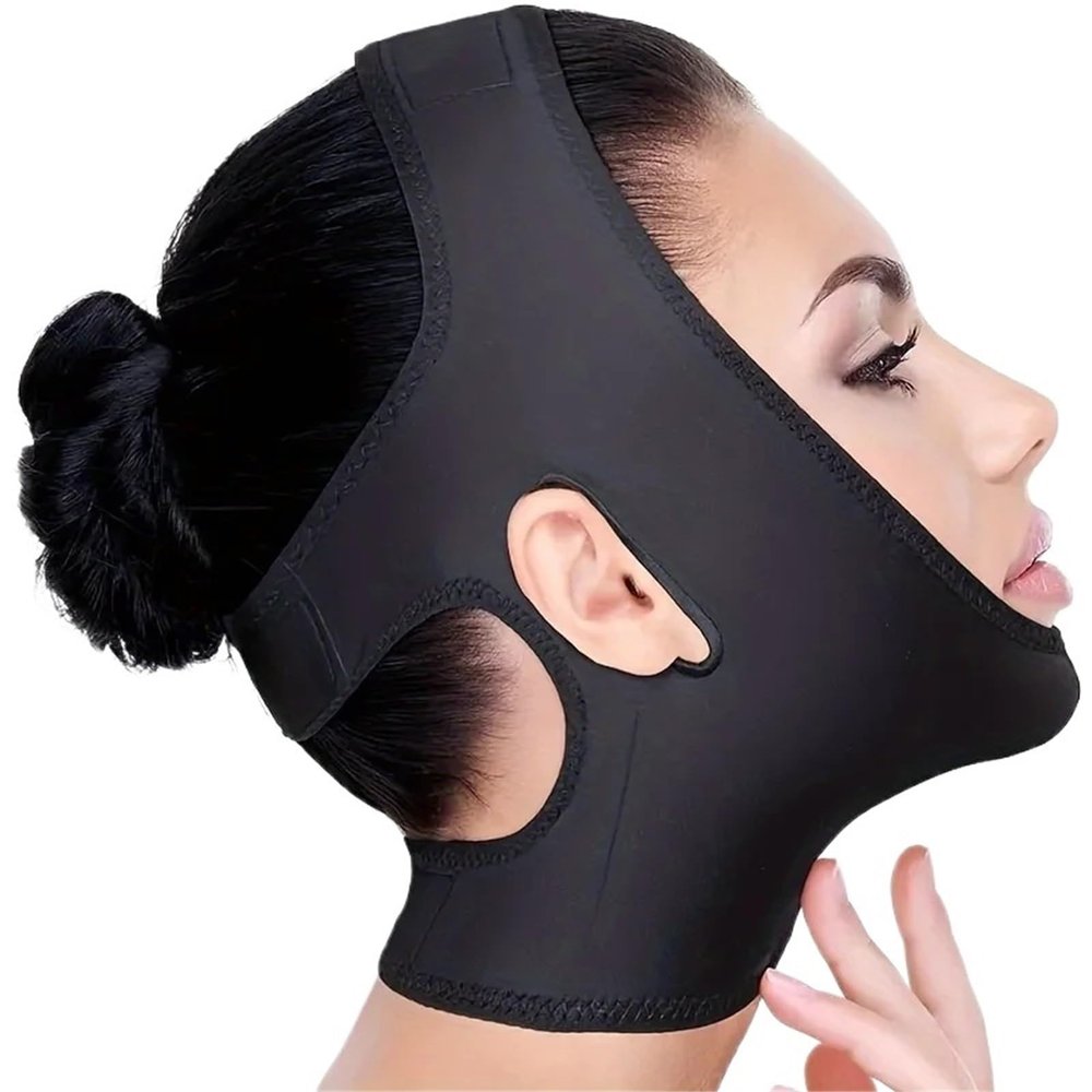 1pc Face Lift Up Mask Cheek Chin Neck Slimming Thin Belt Strap Facial for Facial Lifting(Black)