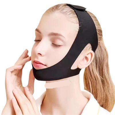 Adjustable Chin Strap Breathable Comfortable Breathe Face Lift Belt for Men Women for Facial Lifting(Black)