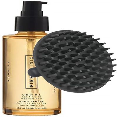 Fibre Clinix Bondfinity Light Oil 3.38 oz and Scalp Brush Massager | Lightweight Hair Oil for Shine, Frizz Control, and Healthy Hair