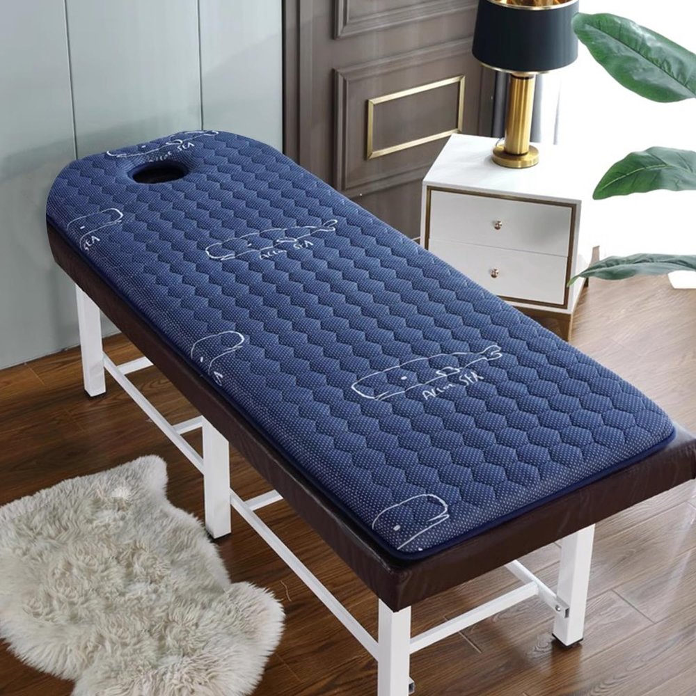 LDLCYCN Memory Foam Massage Table Mattress Topper with Non-Slip Elastic Band Thick 4Cm Lash Bed Topper for Massage Comfortable Massage Table Pad Lash Bed Cushion Square Head,Blue(r),190 * 70cm