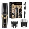 Beard Trimmer for men, Vacuum Mustache Trimmer with Type-C Charging, IPX7 Waterproof Electric Shaver Body Hair Trimmer for Men with LCD Display, Length Adjustable Blade Wheel (1/25"-4/5") (Black) view 1
