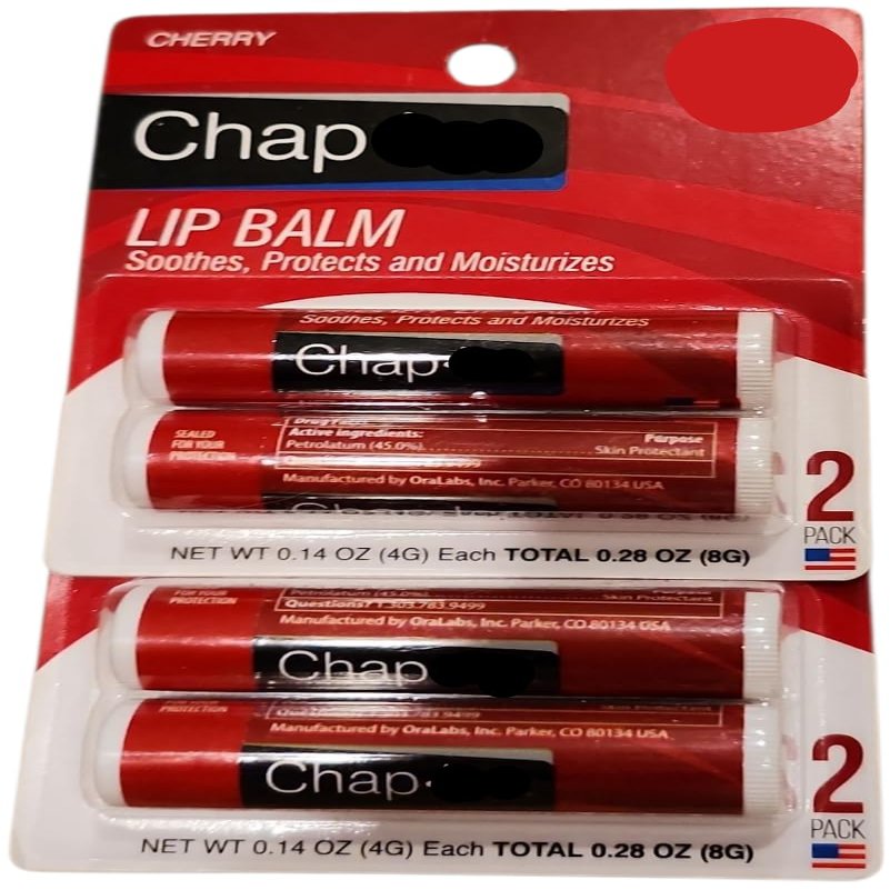 4 Stick Pack of Cherry Lip Balm, Medium, red ChapIcee