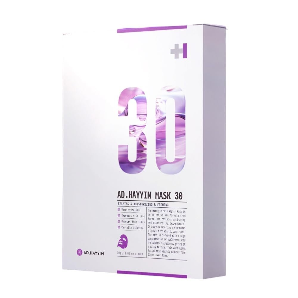 AD.HAYYIM Hydrating Korean Sheet Face Mask Pack  30g High-Essence Facial Masks Skincare, Moisturizing & Brightening Spa Mask, Affordable Skin Care Sheet Masks for Women & Men, 10 Count