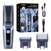 Beard Trimmer for men, Vacuum Mustache Trimmer with Type-C Charging, IPX7 Waterproof Electric Shaver Body Hair Trimmer for Men with LCD Display, Length Adjustable Blade Wheel (1/25"-4/5") (Blue) view 1