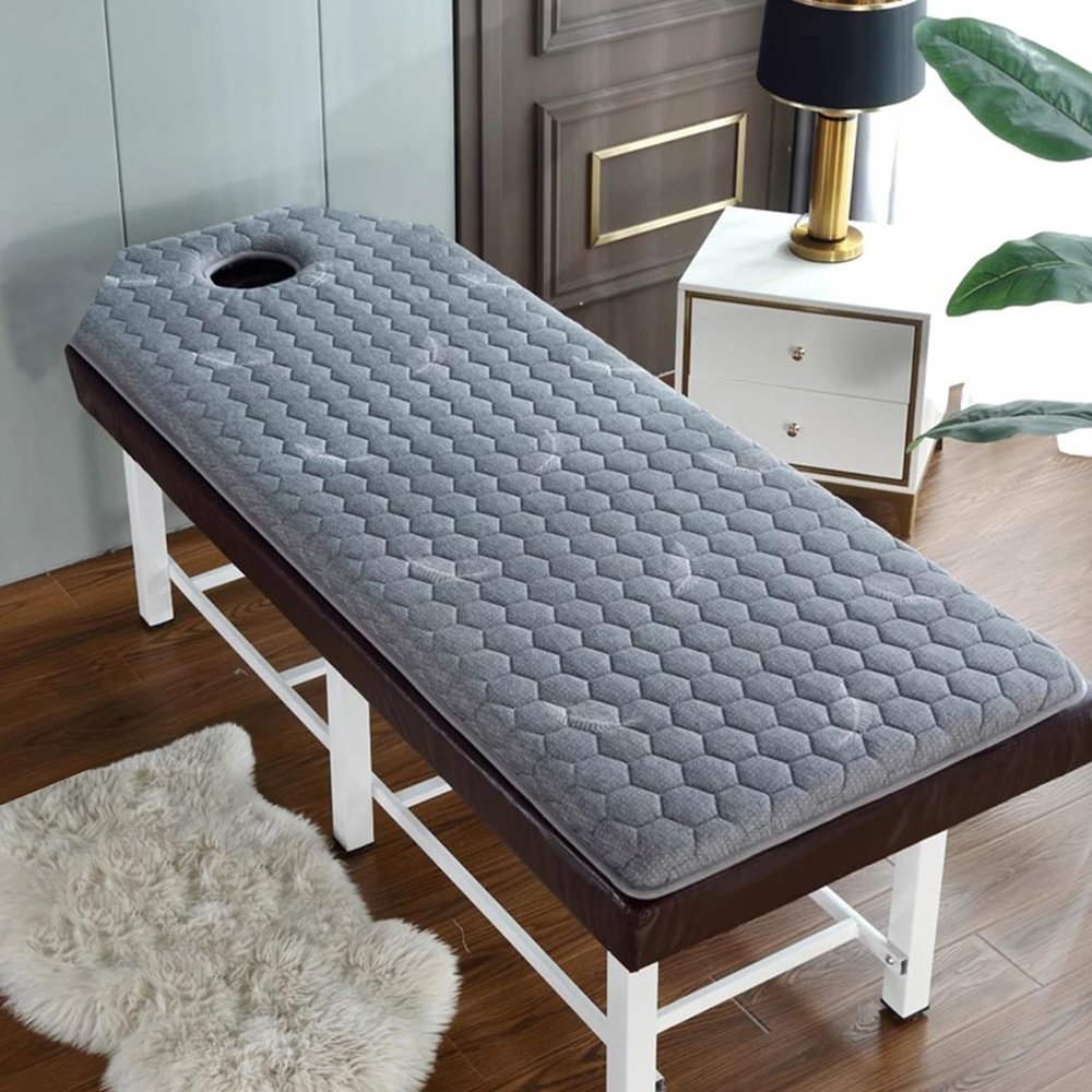 LDLCYCN Memory Foam Massage Table Mattress Topper with Non-Slip Elastic Band Thick 4Cm Lash Bed Topper for Massage Comfortable Massage Table Pad Lash Bed Cushion Square Head,Gray/a(t),180 * 70cm