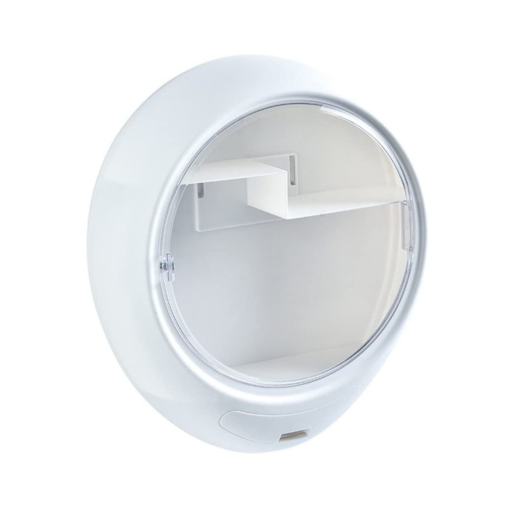 ASWRTYJO Wall-mounted Makeup Holder Round Cosmetic Storage Box Jewelry Organizer for Toner Cream Shelf Self-adhesive(Onecolor)