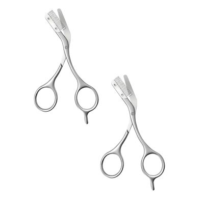 Eyebrow Scissors Stainless Steel Trimmer Eyebrow Scissors with Comb Eyebrow Trimming Scissors Hair Removal Beauty Tool for Women Men (2)