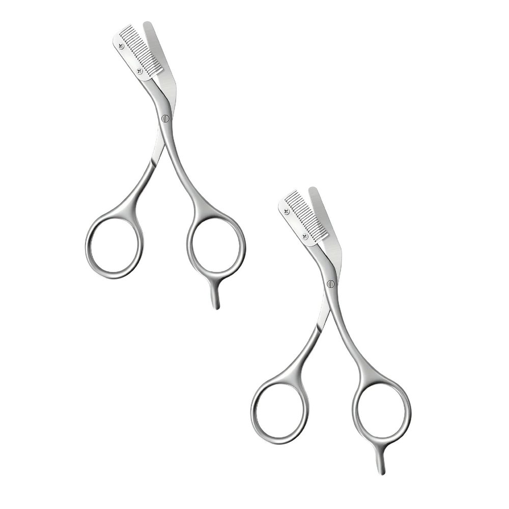 Eyebrow Scissors Stainless Steel Trimmer Eyebrow Scissors with Comb Eyebrow Trimming Scissors Hair Removal Beauty Tool for Women Men (2)