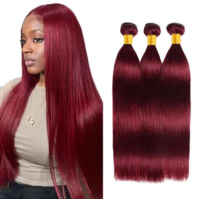 Peenoll Bundles Human Hair Burgundy 99J Straight Wave Human Hair Bundles 20 22 24 Inch 99J 100% Unprocessed 12A Soft Sewn In Hair with Double Weft for Black Women