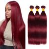 Peenoll Bundles Human Hair Burgundy 99J Straight Wave Human Hair Bundles 20 22 24 Inch 99J 100% Unprocessed 12A Soft Sewn In Hair with Double Weft for Black Women view 1