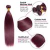 Peenoll Bundles Human Hair Burgundy 99J Straight Wave Human Hair Bundles 20 22 24 Inch 99J 100% Unprocessed 12A Soft Sewn In Hair with Double Weft for Black Women view 2