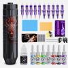 Tattoo Kit Tattoo Gun Kit Wireless Tattoo Machine Kit with Power Supply and Tattoo Cartridge Needles, Tattoo Supplies for Beginners and Artists (Black) view 1