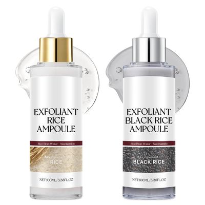 BEBIR Peel Shot Glow Rice Ampoule Duo2 PCS White & Black Rice Facial Serum Lightweight Hydrating Formula for All Skin Facial Exfoliator Pore Refining Dead Skin Cells Remover