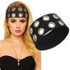 1 Pack Grommet Headband, Y2K Punk Grunge Fashion Headband with Holes, Eyelet Design Stretchy Elastic Hair Band for Women, Girls, Daily Styling, Sports, Parties, Photography view 1