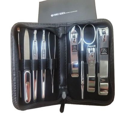 777 Three Seven Nail Clipper Set TS-800C  Professional 9-in-1 Manicure Pedicure Kit with Travel Case | Stainless Steel Nail Clippers, Scissors, File & Grooming Tools | Made in Korea | DAHLORE