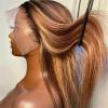 Highlight Straight Lace Front Wig Human Hair Full Lace Wig Honey Blonde Colored Wig For Women Pre-Plucked