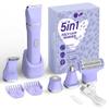 KINGTEE 5-in-1 Electric Bikini Trimmer for Women  IPX7 Waterproof Shaver, Cordless Body & Facial Razors for Women, Ceramic Blades, USB-C Rechargeable, Painless Hair Removal Kit (Purple) view 1