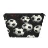 Cosmetic Bag for Women Trendy Makeup Bags Organizer Travel Waterproof Toiletry Case Small Storage Zipper Pouch Trips Accessories Football Red And Black Themed Gifts Dailyuse view 1