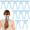 10PCS Silky Satin Hair Bows Blue Hair Clip Ribbon Accessories Ponytail Holder Slides Metal Clips French Barrette Hair Bow for Women Girls Toddlers Teens Kids view 1