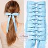 10PCS Silky Satin Hair Bows Blue Hair Clip Ribbon Accessories Ponytail Holder Slides Metal Clips French Barrette Hair Bow for Women Girls Toddlers Teens Kids view 2
