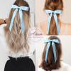 10PCS Silky Satin Hair Bows Blue Hair Clip Ribbon Accessories Ponytail Holder Slides Metal Clips French Barrette Hair Bow for Women Girls Toddlers Teens Kids view 4