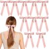 10PCS Silky Satin Hair Bows Pink Hair Clip Ribbon Accessories Ponytail Holder Slides Metal Clips French Barrette Hair Bow for Women Girls Toddlers Teens Kids view 1