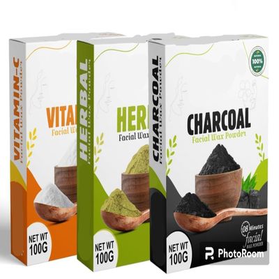 SH Harbal Fa*cial Hair Removal Po*wder For Women, Charcoal Fa*cial W.axPowder, Vitamin C Fa*cial W.ax Po*wder(300Gm), 8 Min Herbal W.ax,Vitamin-C Wax And Chocolate W.axCombo, Pack of 3