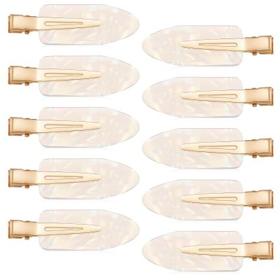 10 Pcs No Crease Hair Pins Flat Hair Makeup Clips Cute No Bend Accessories Small Duck Barrettes for Women Teen Girls Thin Fine Curly Styling Sectioning (White)