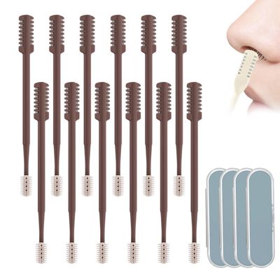 3PCS Nasal Hair Cutter for Women Men Lightweight,2026 Manual 360 Rotating Nostril Hair Removal Tool Double Sided Nose Hair Blade,Nasal Hair Cutter Mini Travel Essentials (Coffee, 12 Pack)