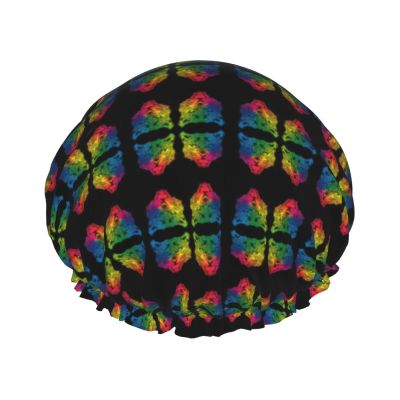 Double Waterproof Shower Cap-Full Printed Splash-Proof Design, Peva Soft And Skin-Friendly, Elastic Rope Is Not Tight, Suitable For Bath Mask Hair Care Cap.