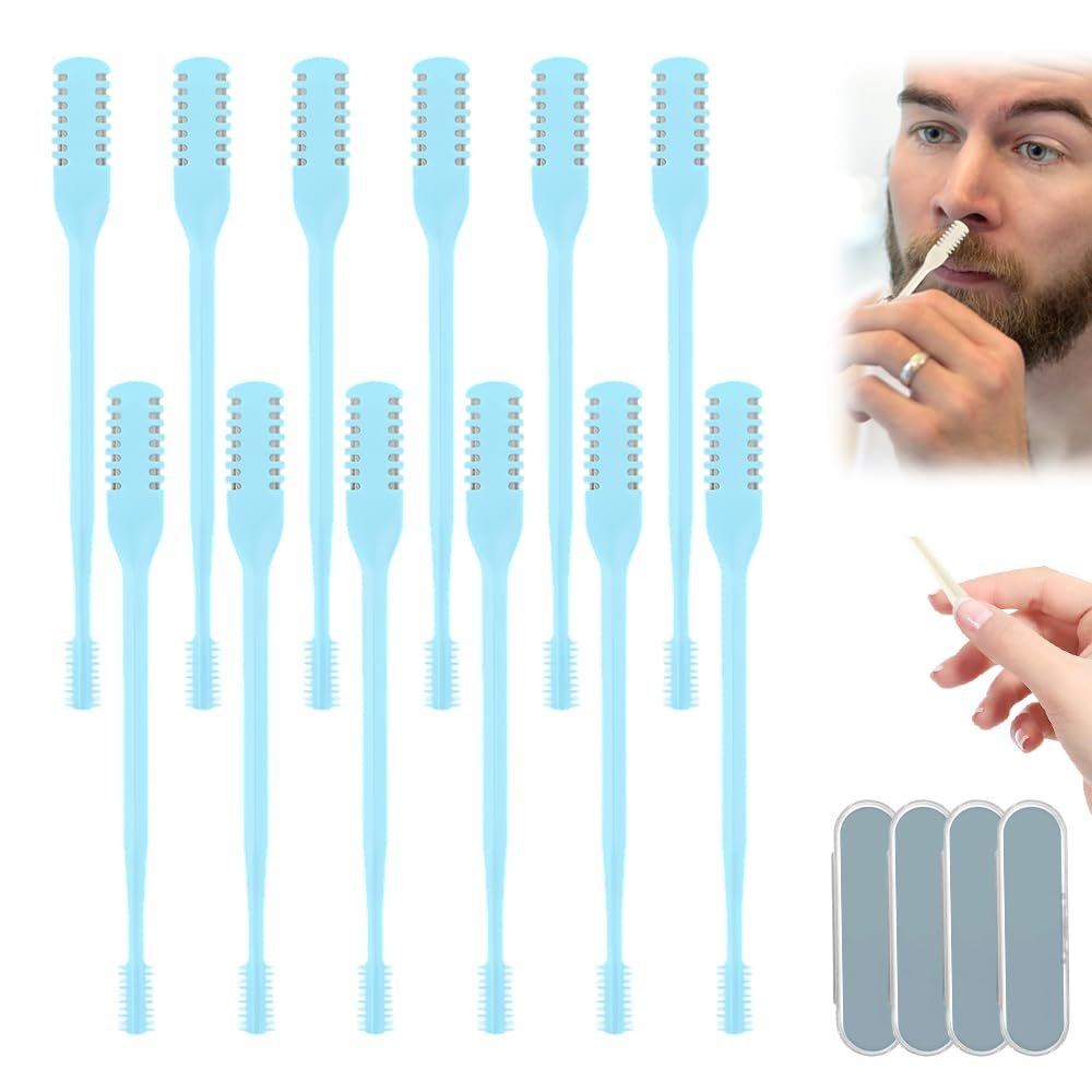 2-in-1 Nasal Cutter,2026 New Nose Hair Trimmer for Men Women,360 Rotating Portable Manual Nose Hair Remover,Noses Hairs Knife Travel Essentials (Blue-12PC)