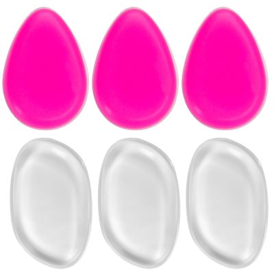 6 Pack Silicone Makeup Sponge Applicator Set for Women  Jelly Pad Blender Pure Puff for Flawless Beauty Application, Non-Absorbent Washable for Cosmetic Foundation Powder Concealer, Pink & Clear