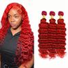 Red Bundles Deep Wave Bundles Human Hair 28 28 28 Inch Unprocessed Brazilian Virgin Hair Weave 3 Bundle Red Deep Wave Human Hair Extensions 50 Grams Per Bundle view 1
