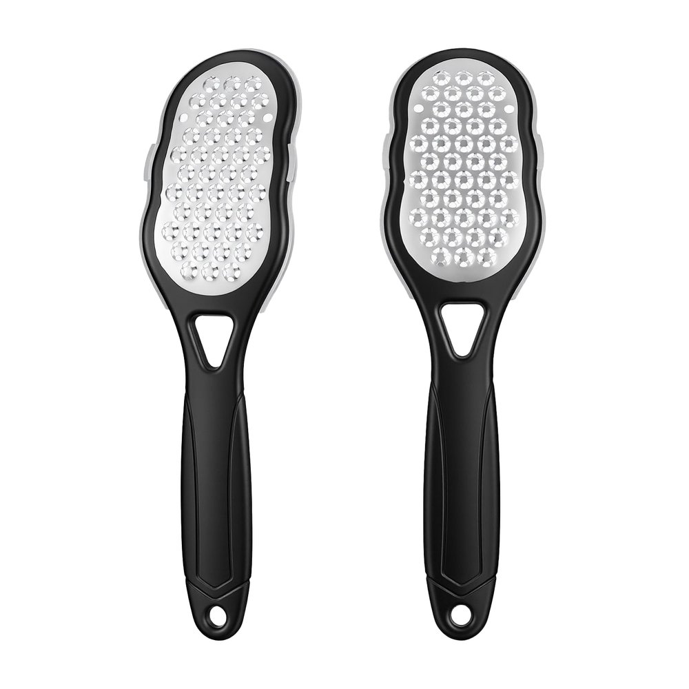 2 Pcs Foot Files with Skin Catcher, Professional Stainless Steel Pedicure Callus Remover Foot Scraper Pedicure Feet Grater Feet Scrubber Dead Skin Remover Ergonomic Handle for Hard Skin, Dryness