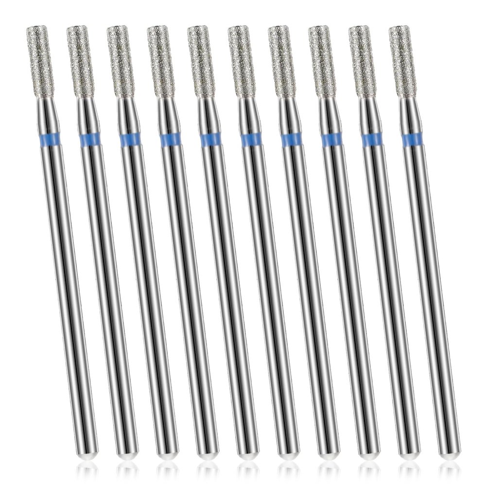 10 Pcs 3/32'' Cuticle Clean Drill Bit Cuticle Nail Drill Bit Set, Electric Nail File Machine Cuticles Bits, Diamond Nails Bits, Manicure Pedicure Polishing Kit for Nails Salon Manicure