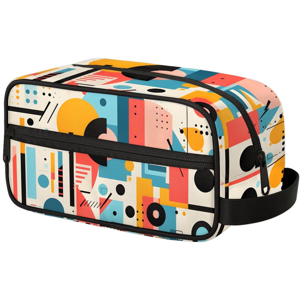 Foerrkelg Tribals Colorful Geometric Travel Toiletry Bag for Men Abstract Geometric Hanging Kit - Waterproof Shaving Bag Bathroom Bags Wash Bag for Toiletries Accessories