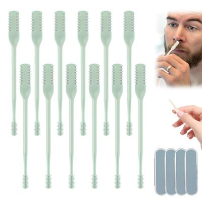 2-in-1 Nasal Cutter,2026 New Nose Hair Trimmer for Men Women,360 Rotating Portable Manual Nose Hair Remover,Noses Hairs Knife Travel Essentials (Green-12PC)