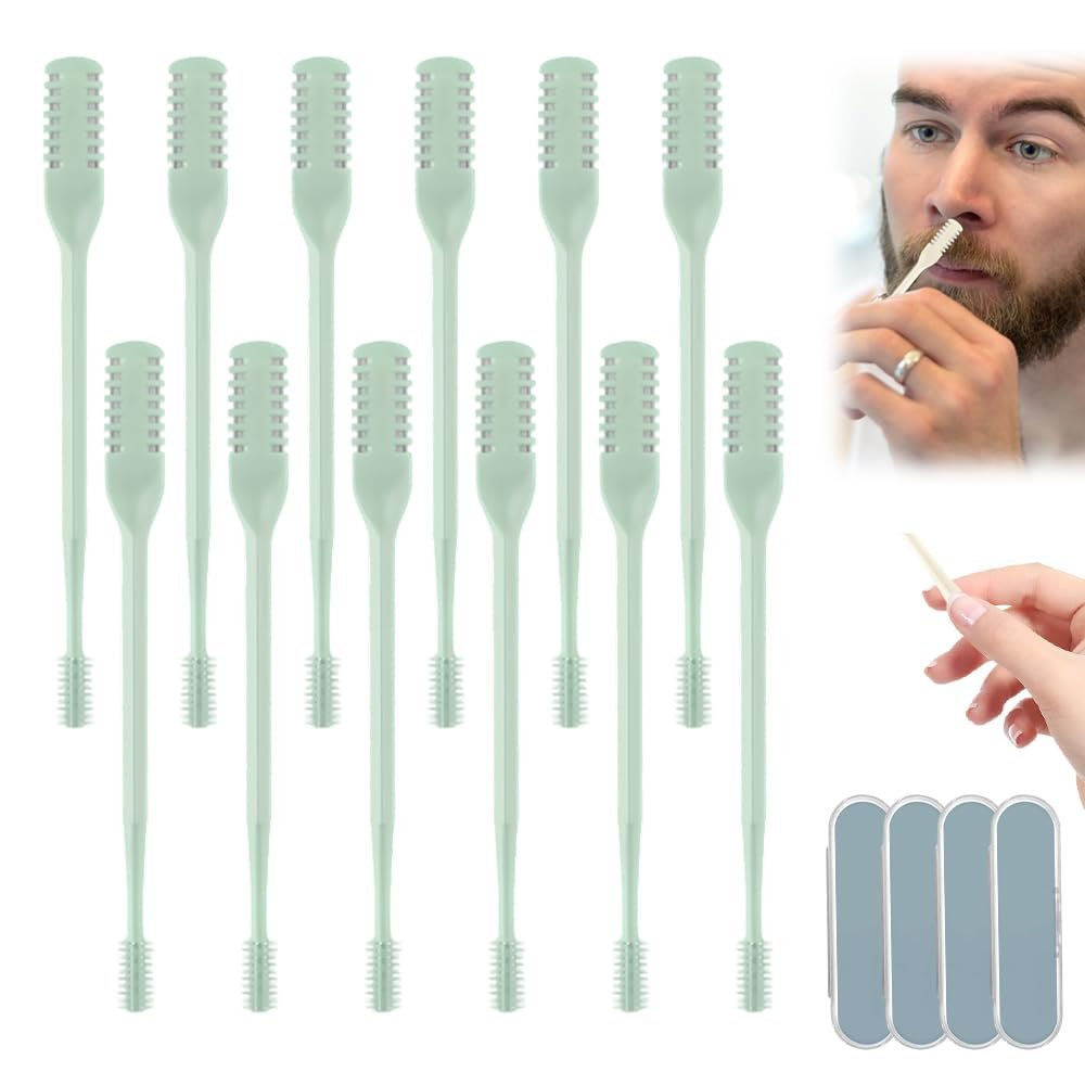 2-in-1 Nasal Cutter,2026 New Nose Hair Trimmer for Men Women,360 Rotating Portable Manual Nose Hair Remover,Noses Hairs Knife Travel Essentials (Green-12PC)