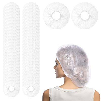 100 PCS Disposable Shower Caps Plastic Clear Shower Cap Elastic Waterproof Hair Bath Caps Thick Shower Cap for Women Hotel Hair Salon Travel (100pcs)