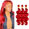 Red Bundles Human Hair Body Wave Bundles 14 14 14 Inch Unprocessed Brazilian Virgin Remy Hair Wine Red 3 Bundle Burgundy Body Wave Human Hair Extensions 50 Gram Per Bundle view 1