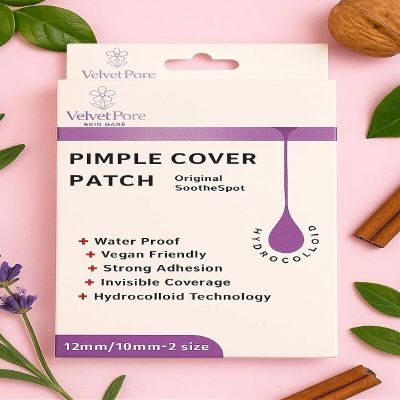VelvetPore Skin Care Hydrocolloid Pimple Cover Patches Invisible Spot Cover, Waterproof Oil-Absorbing Stickers, Strong Adhesion, 72 Count (12mm & 10mm Sizes)