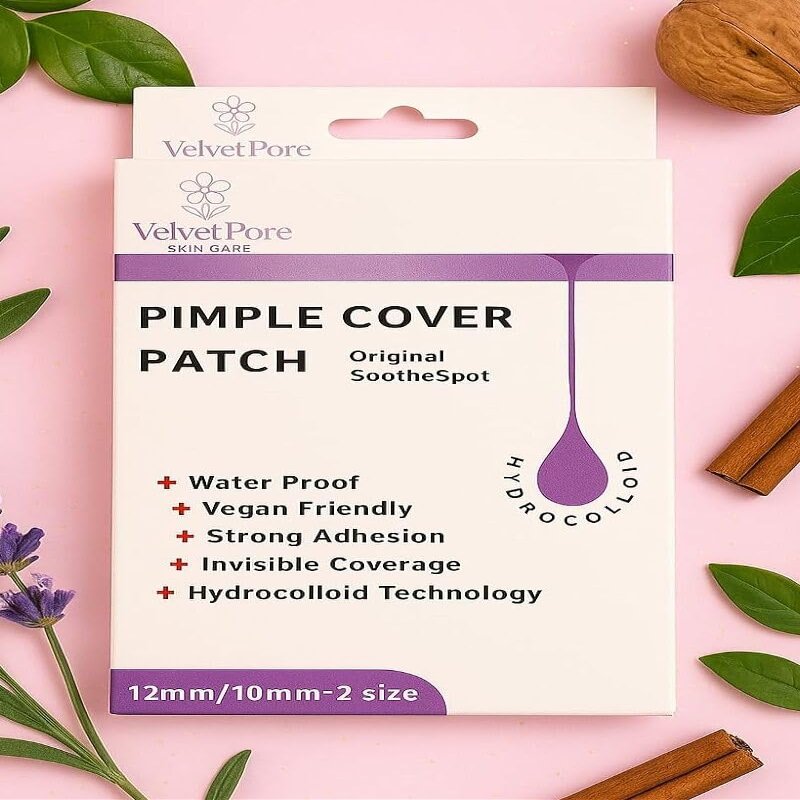 VelvetPore Skin Care Hydrocolloid Pimple Cover Patches  Invisible Spot Cover, Waterproof Oil-Absorbing Stickers, Strong Adhesion, 72 Count (12mm & 10mm Sizes)