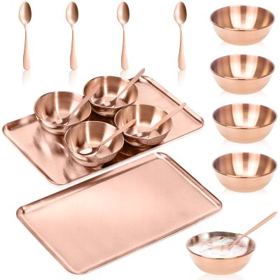 DLUGOPIS 9 Pcs Gold Facial Supplies Large Gold Skincare Tray 4 Stainless Steel Facial Mask Mixing Bowls 4 Esthetician Mixing Spoons Spa Tray Esthetician Bowls for Mask Body Care Bathroom