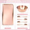DLUGOPIS 9 Pcs Gold Facial Supplies Large Gold Skincare Tray 4 Stainless Steel Facial Mask Mixing Bowls 4 Esthetician Mixing Spoons Spa Tray Esthetician Bowls for Mask Body Care Bathroom view 2