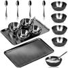 9 PCS Black Esthetician Supplies 4 Black Facial Bowls Esthetician 4 Facial Mixing Spoons Facial Mask Mixing Bowl Large Stainless Steel Skincare Tray Esthetician Spoons for Skin Care Face Mask view 1