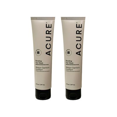 Acure Bonding Hair Mask - Weekly Deep Conditioning Hair Mask for Damaged Locks, Rescue Bond Repair Treatment for Dry, Damaged, Thin, Fine Locks, Natural Ingredients, Vegan - 5 fl oz (2 Pack)