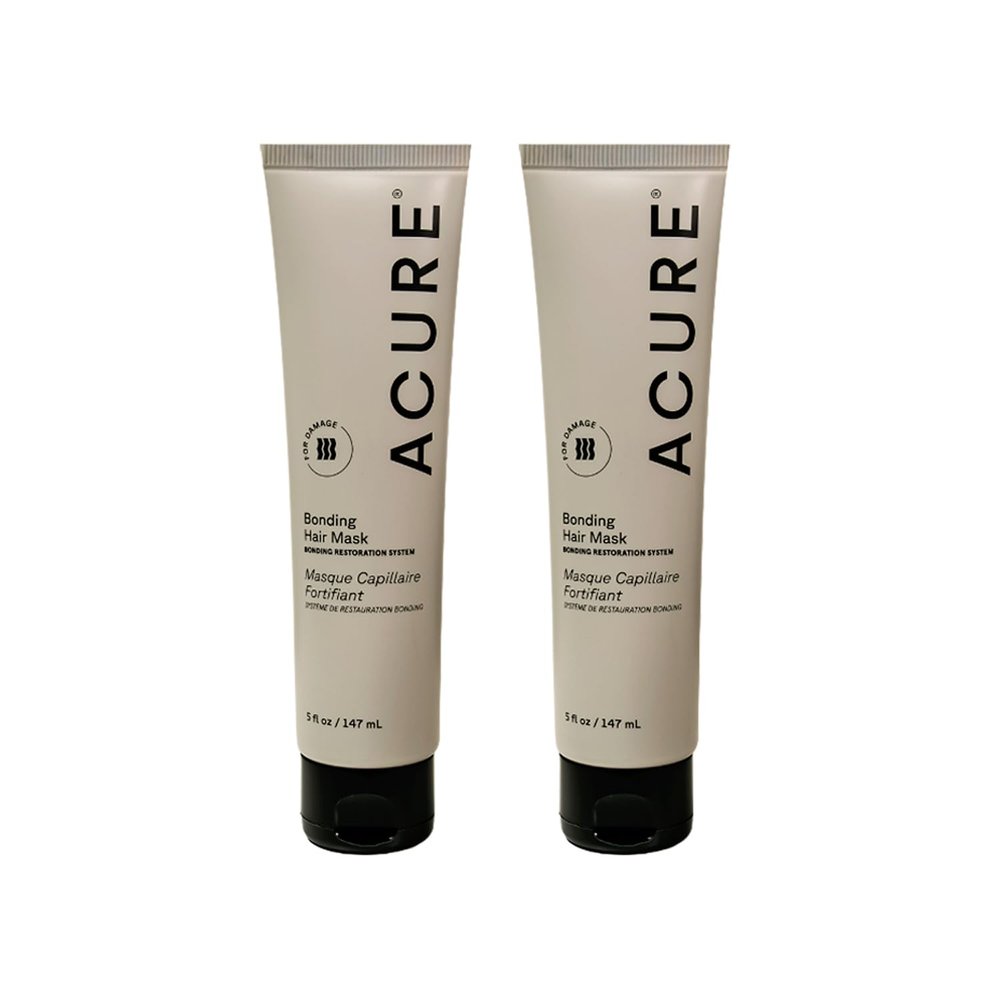 Acure Bonding Hair Mask - Weekly Deep Conditioning Hair Mask for Damaged Locks, Rescue Bond Repair Treatment for Dry, Damaged, Thin, Fine Locks, Natural Ingredients, Vegan - 5 fl oz (2 Pack)